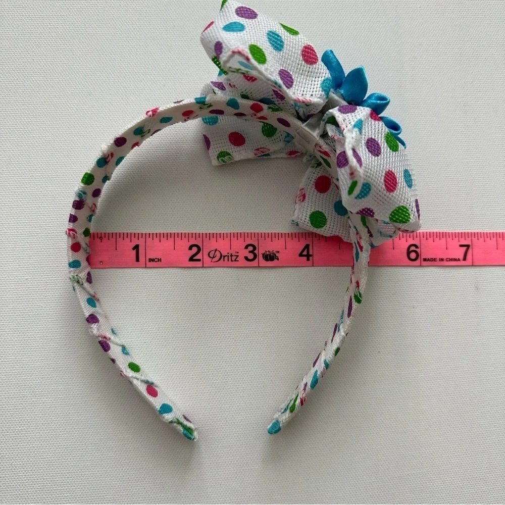 Handmade White/Multi Polka Dot Headband